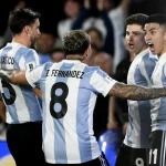 Argentina Players Celebrating after scoring against Brazil in World Cup Qualifier.