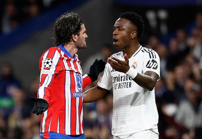 Atlético Madrid Rodrigo De Paul and Real Madrid Vinícius Júnior