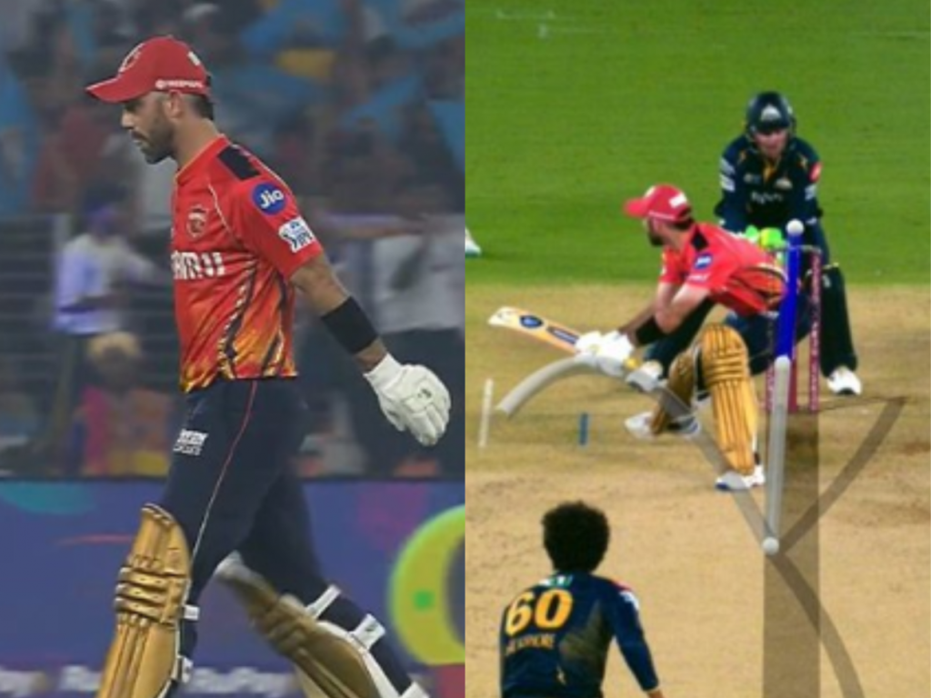 Punjab Kings Glen Maxwell goes out for a Duck in IPL 2025 match against Gujarat Titans. 